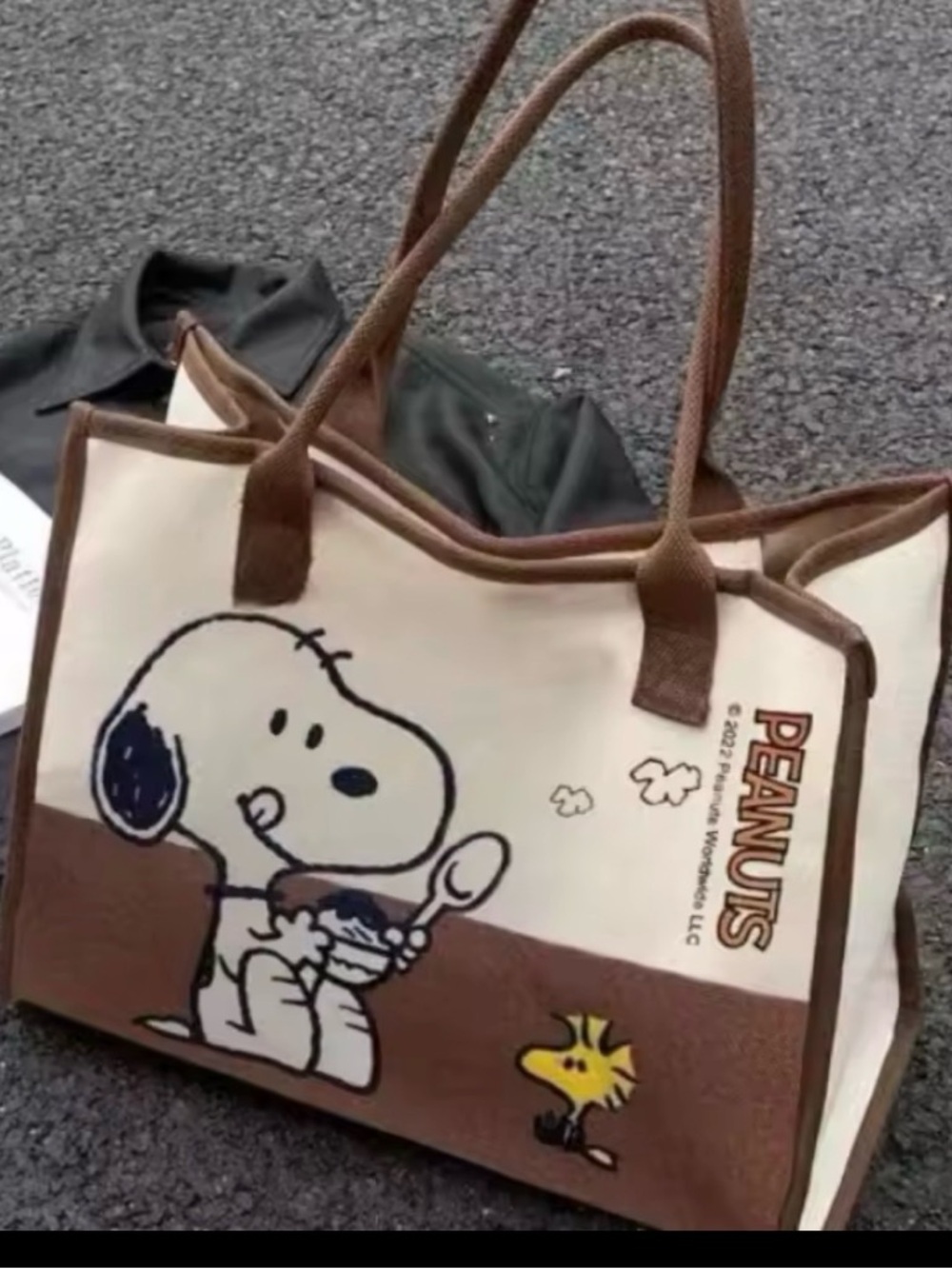 Peanuts Canvas Tote with Snoopy & Woodstock - Picture 3 of 5